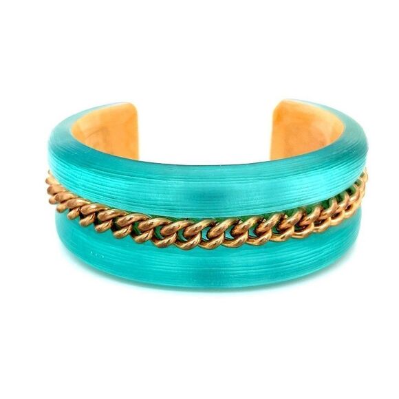 Turquoise and Gold Chain Bracelet - Picture 1 of 10